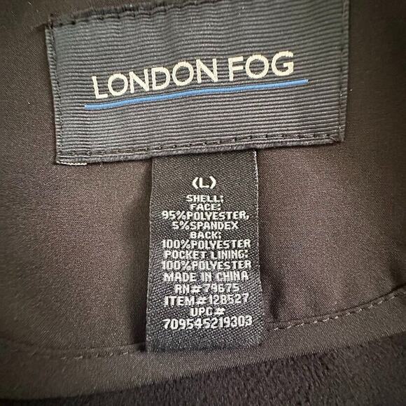 London Fog Womens Black Detachable Hooded Coat Belted Full Zip Stretch Large - Picture 8 of 8